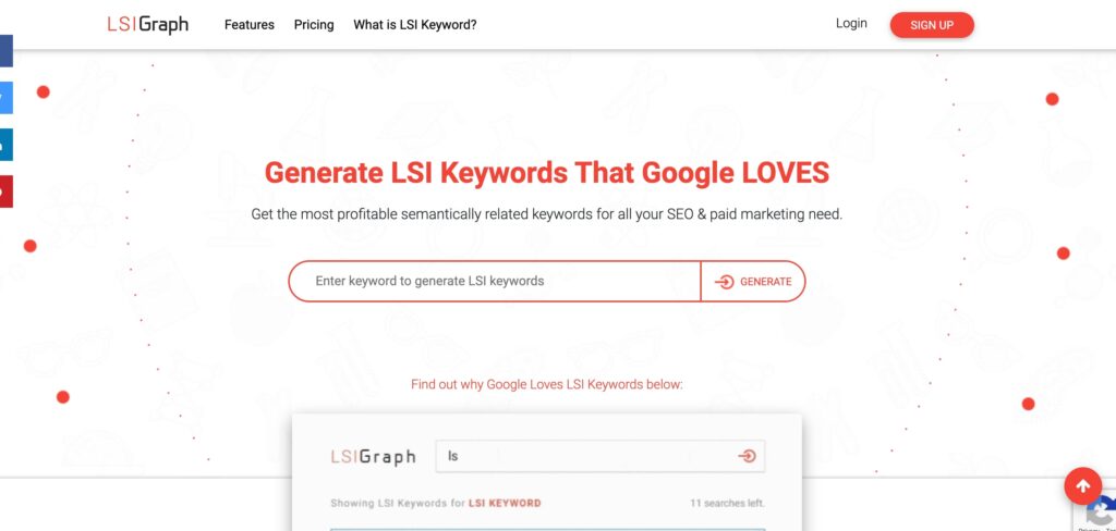 A screenshot of the LSIGraph.com homepage.