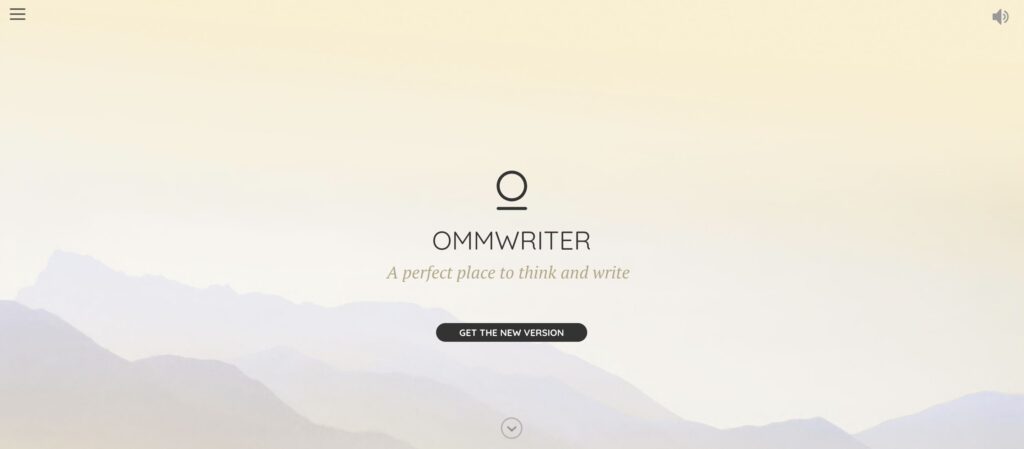 A screenshot of the Ommwriter homepage.