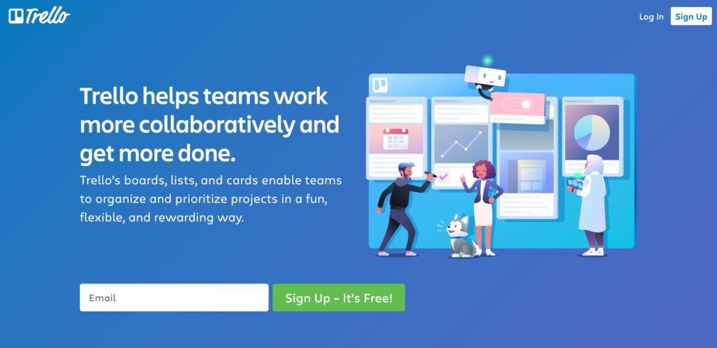 A screenshot of the Trello homepage.